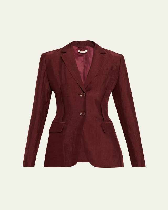 Crinkled Satin Single-Breasted Jacket